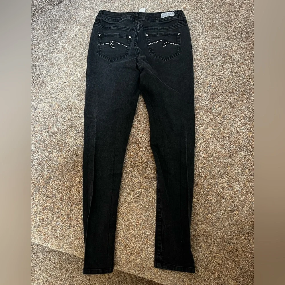 ⭐️EUC - Justice - Black Super Skinny Simply Low Denim Jeans - Girls Size 14S
